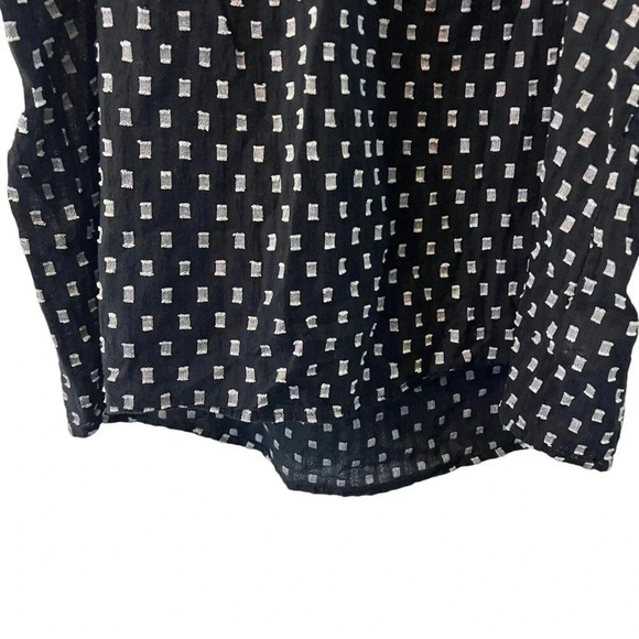 Old Navy XL Black And White Tank Swiss Dot Rectangles Keyhole Cotton Preppy Top - Picture 5 of 6